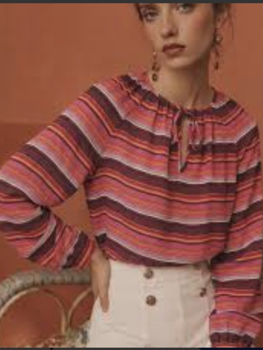 Tory Burch Multicolor Striped 100% Silk Blend Blouse Size 4 Excellent !!